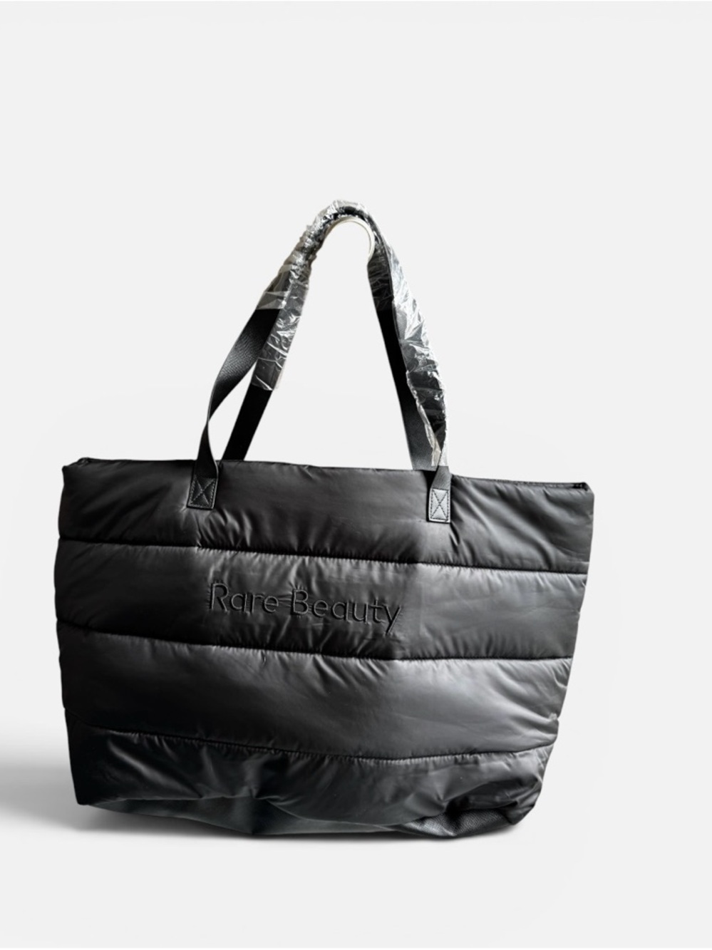 Rare Beauty Black XL Quilted Puffer Tote
